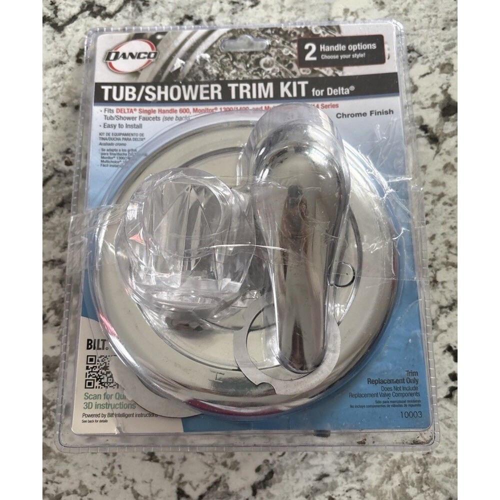 Danco 10003 2-Handle Tub/Shower Trim Kit Chrome for Delta Tub Shower Faucets H&C